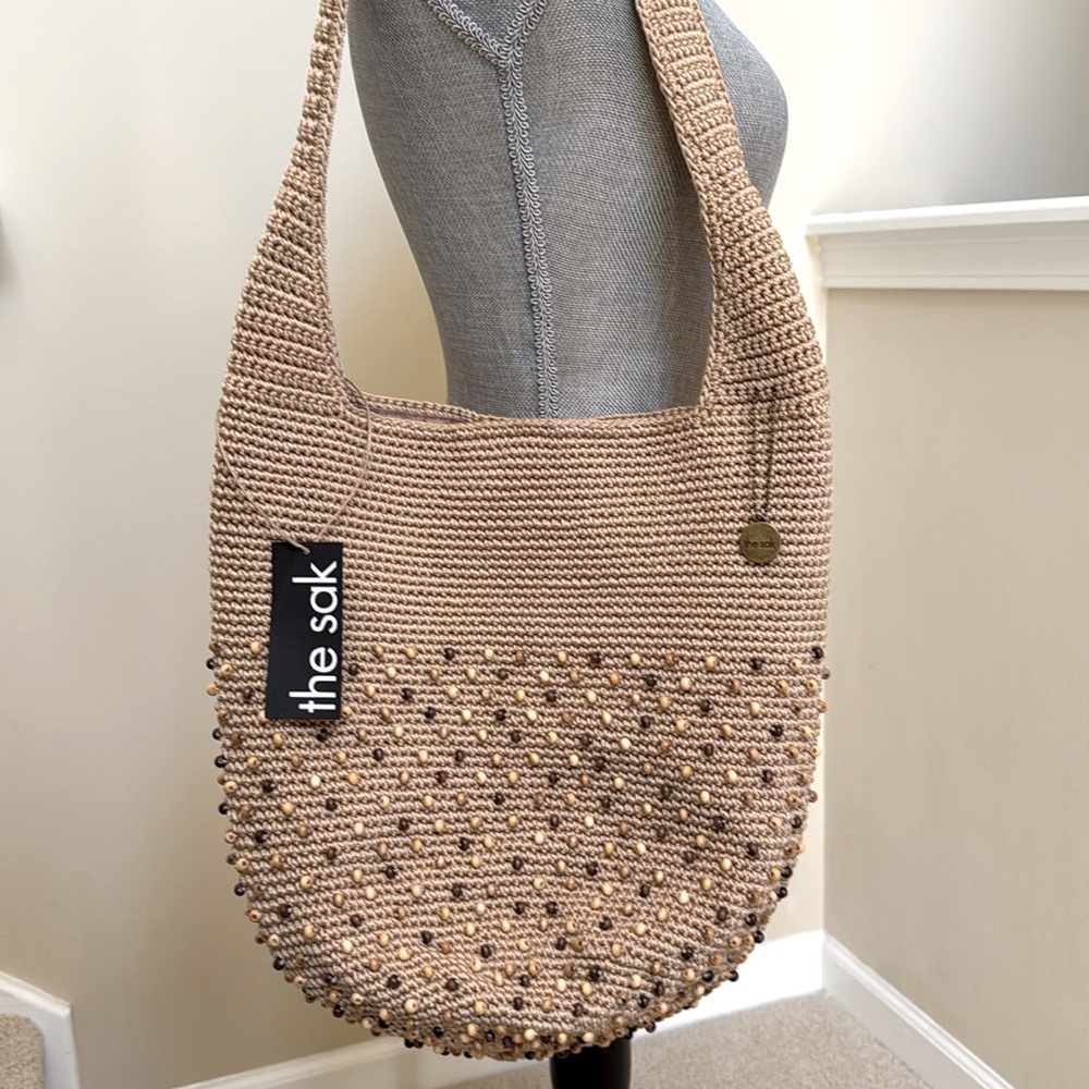 -The Sak Tan Original Hobo Crochet Hobo Bag.  Crochet top portion/bottom …